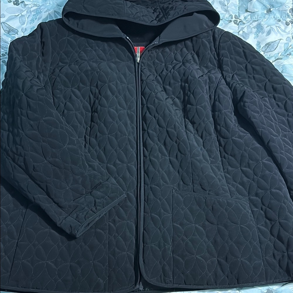 Black Quilted Hooded Jacket